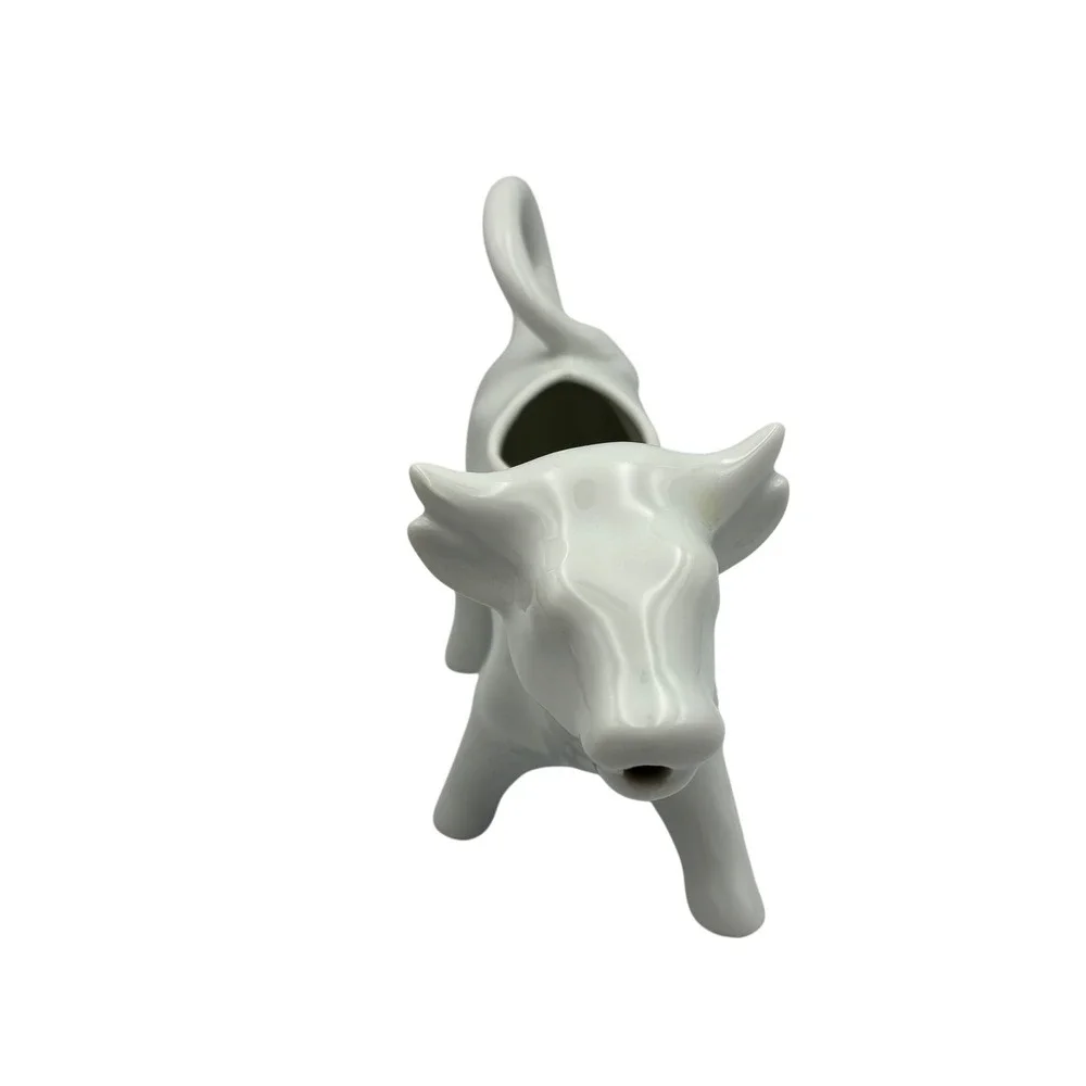 Vintage OMC White Ceramic Cow Creamer Farmhouse Style Porcelain Milk Pitcher